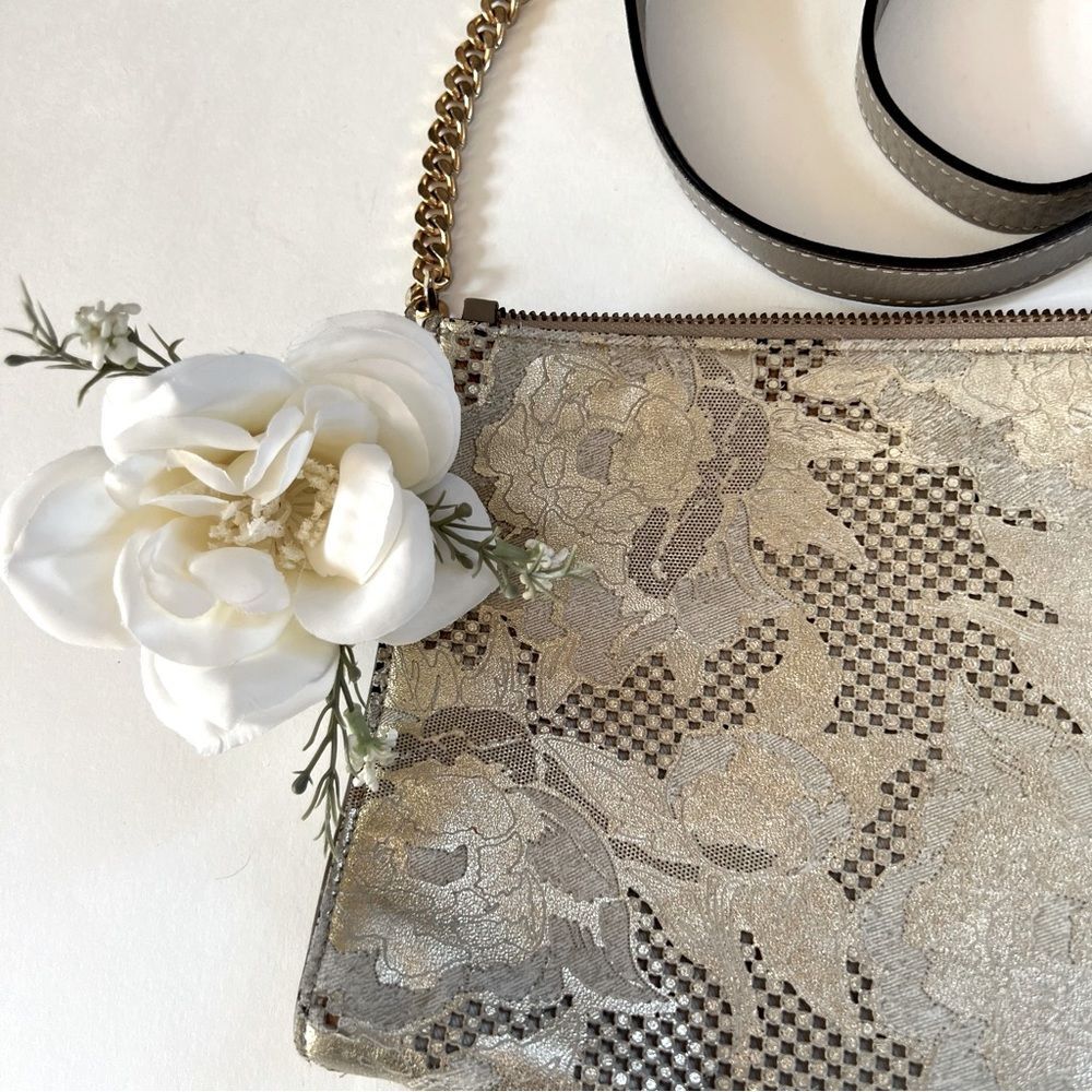 Vittoria Napoli Italian Leather Rose Gold Wedding Party Crossbody Clutch Purse - Picture 5 of 16